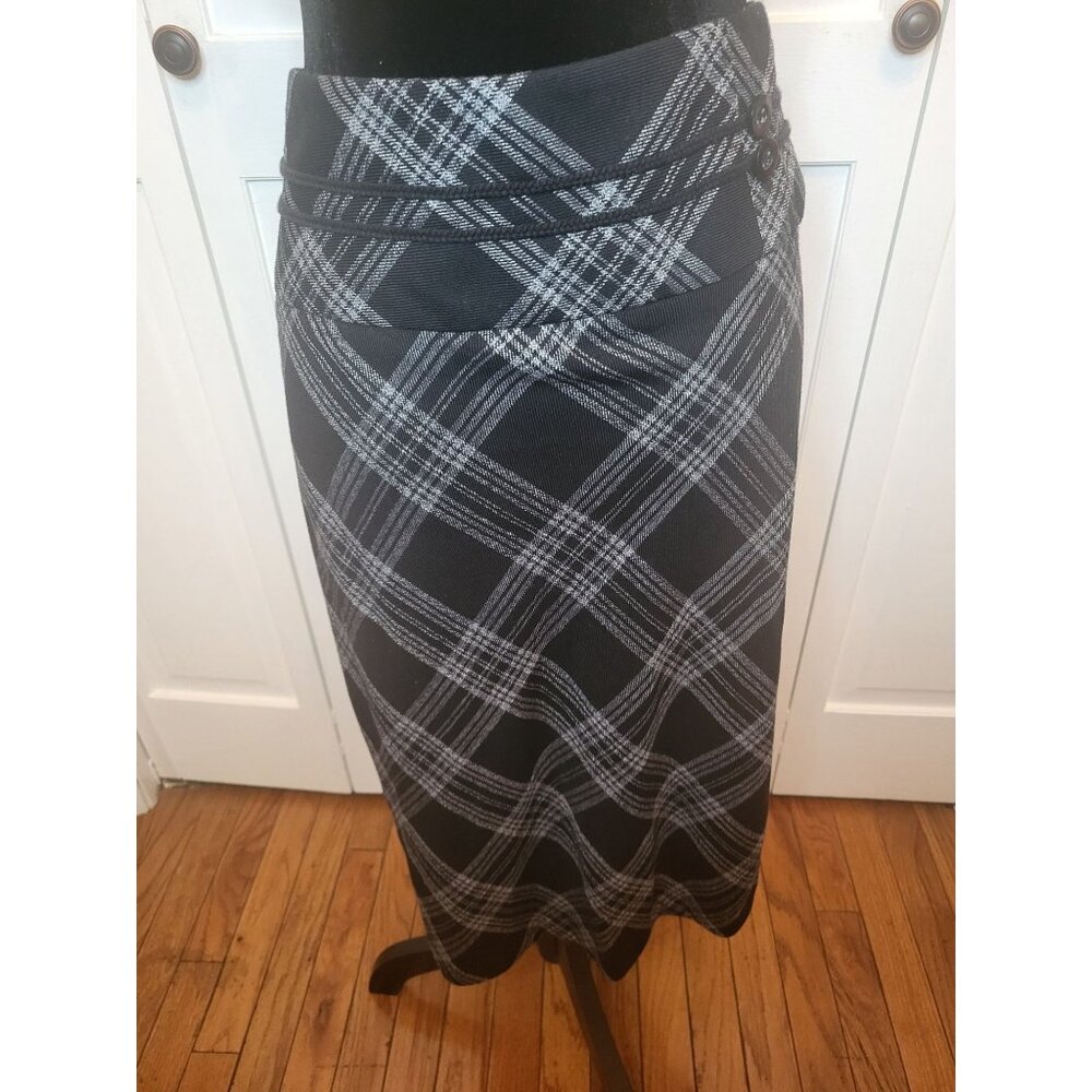 Black White Plaid  A Line Skirt 14 Preppy Academia Grunge Punk Retro Twee Y2K